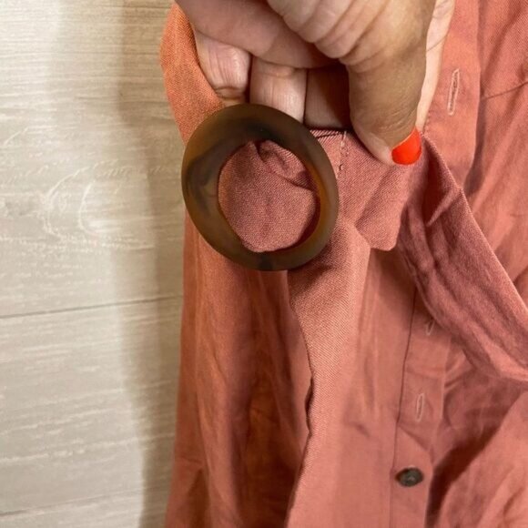 MINE Women's Casual Summer Ruffle Sleeve Buttoned Down Short Dress with belt - Picture 5 of 6